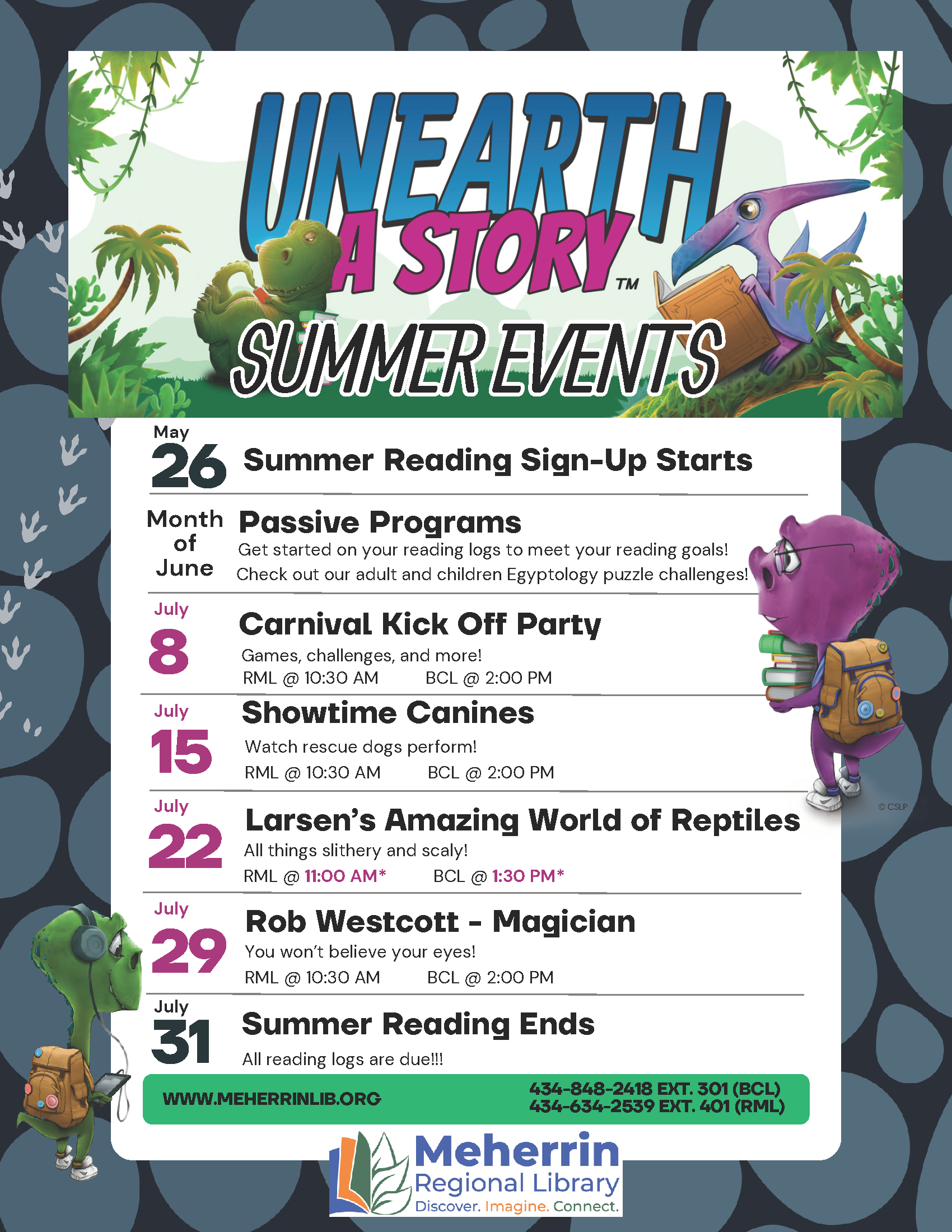 Summer reading events flyers